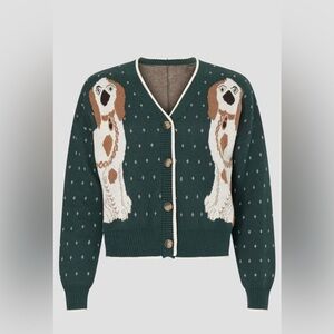 Rachel Antonoff Staffordshire Spaniel China Dogs Cardigan L XL p2p 23”